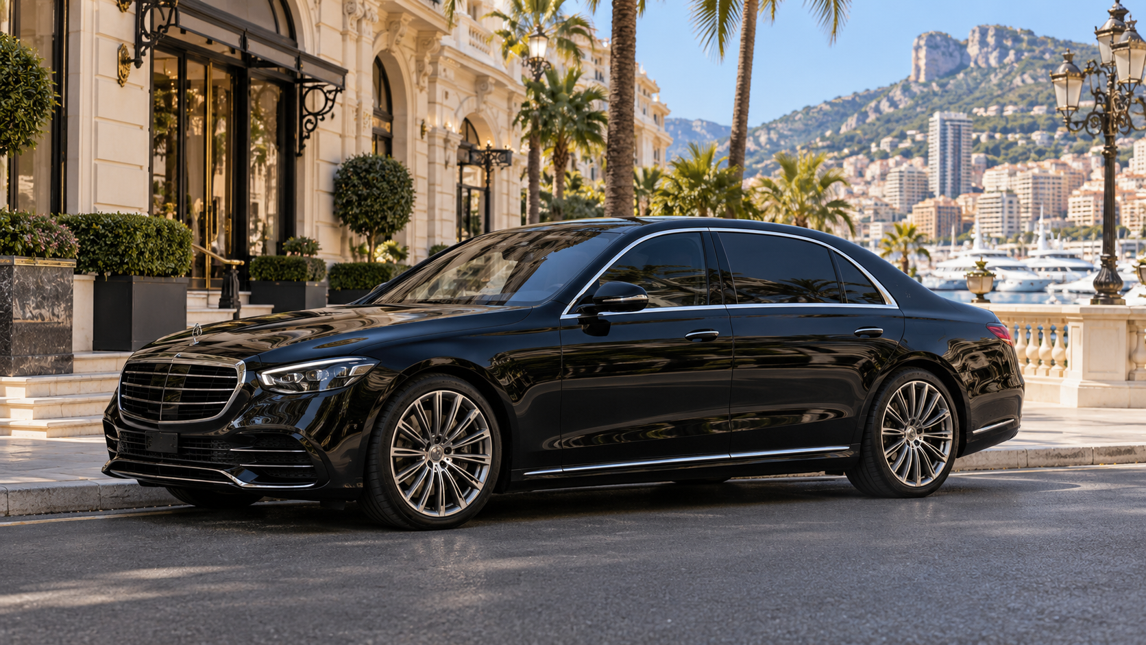 Black executive armoured sedan in Monte Carlo