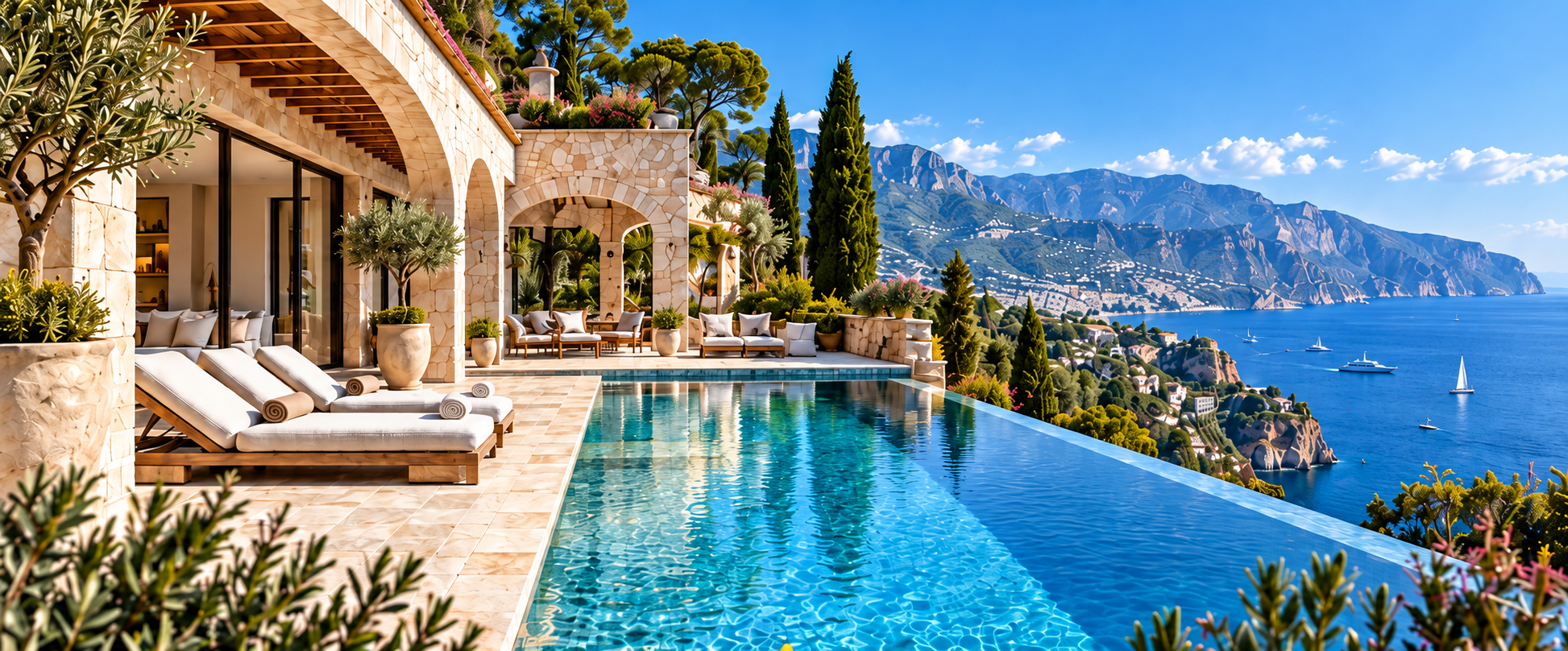 Luxury villa with a private pool and sea views